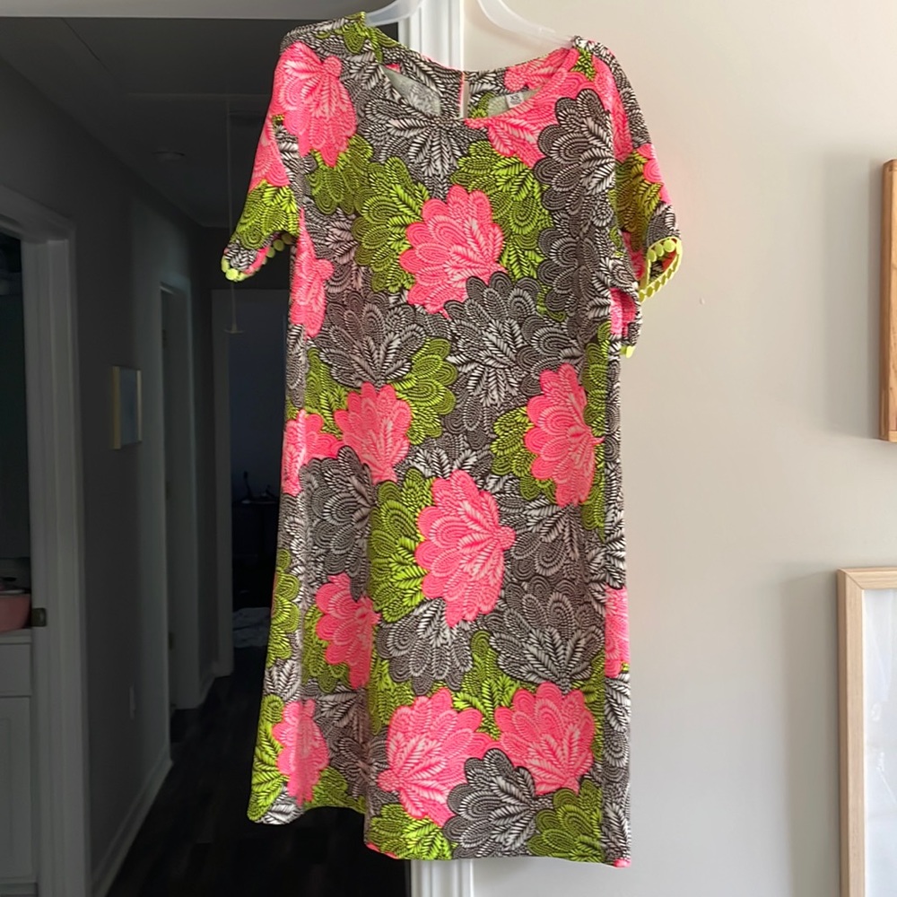 Uncle Frank neon and brown floral shift dress